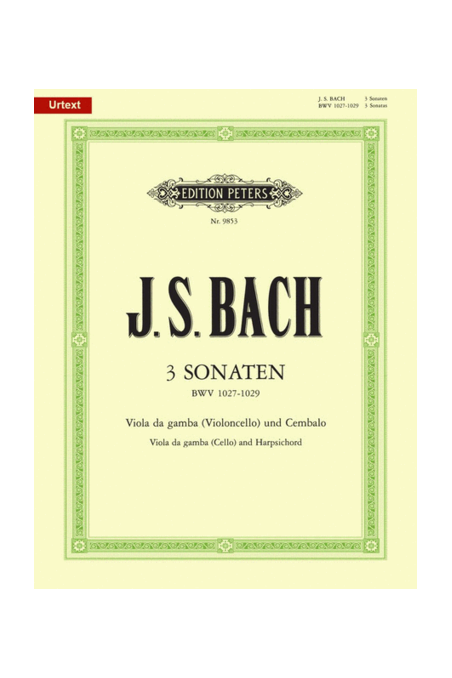 Bach, 3 Sonatas For Cello BWV 1027-1029 (Peters)