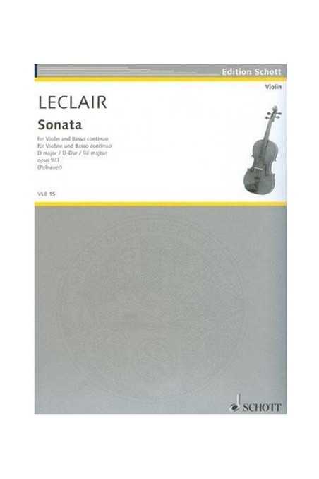 Leclair, Sonata In D Op. 9 No. 3 For Violin (Schott)