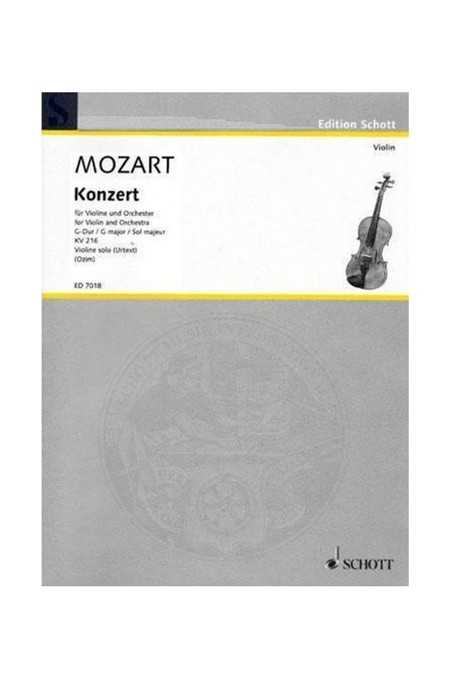 Mozart Concert For Violin In G Major For Violin K216 (Schott)