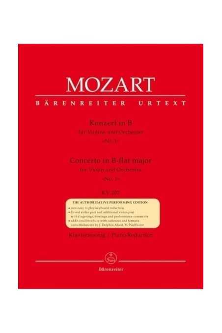 Mozart Concerto No 1 In B Flat Major K207 For Violin (Barenreiter)
