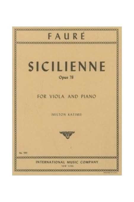 Faure- Sicilienne Op 78 For Viola And Piano (IMC)