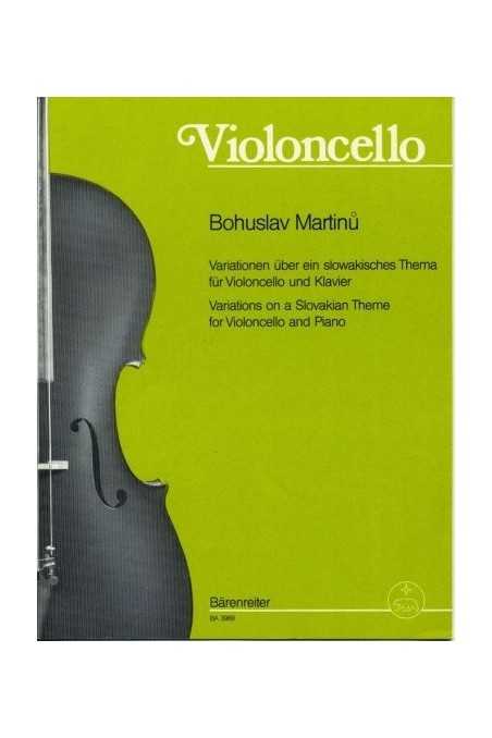 Martinu, Variations On A Slovakian Theme For Cello (Barenreiter)