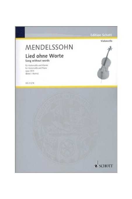 Mendelssohn Song Without Words For Cello (or viola) And Piano (Schott)