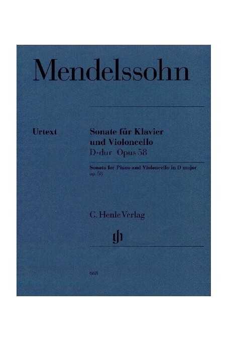 Mendelssohn, Sonata In D Op. 58 For Cello (Henle)