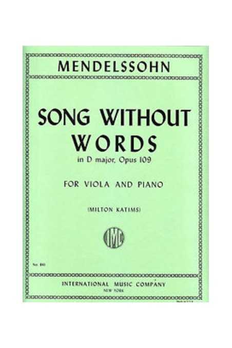Mendelssohn, Song Without Words For Viola (IMC)