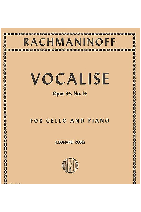 Rachmaninoff, Vocalise For Cello (IMC)