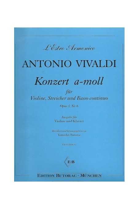 Vivaldi Opus 3 No 6 Concerto In A Minor For Violin, Strings And Bass. Edition For Violin And Piano (EBM)