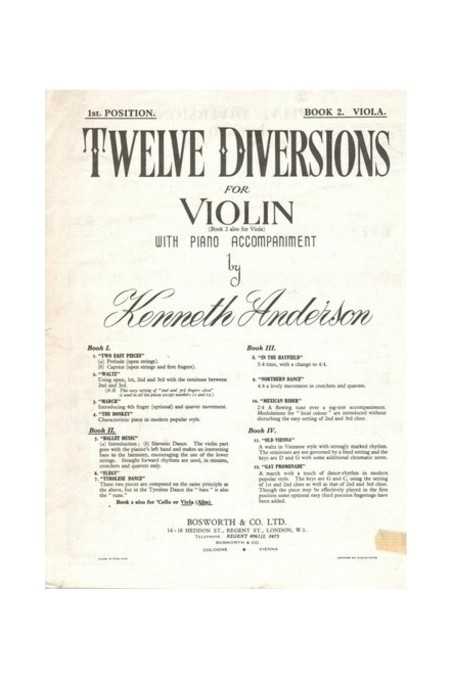 Anderson Twelve Diversions For Violin (Arranged For Viola) Book 2 (Bosworth)