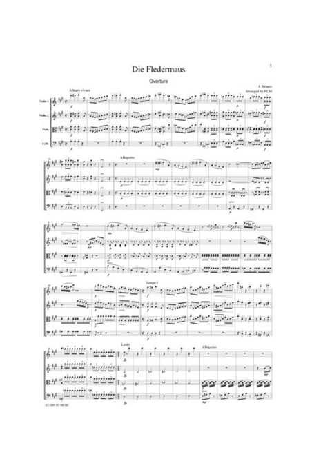Strauss Die Fledermaus Overture For String Quartet