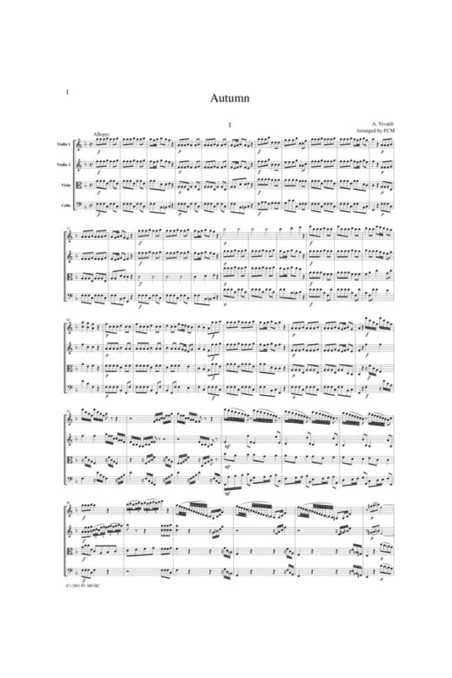 Vivaldi Autumn From The Four Seasons For String Quartet Arr Mar
