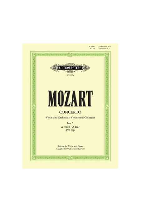 Mozart, Concerto No. 5 K219 In A For Violin And Piano (Peters)