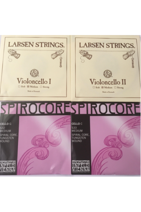 Larsen Cello Medium A & D and Spirocore Tungsten G & C 4/4