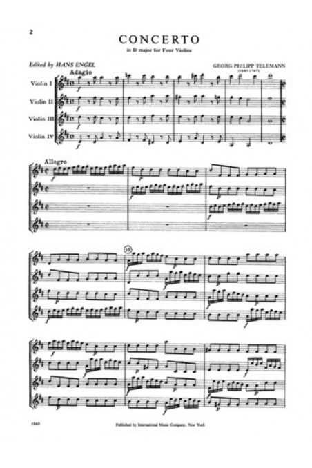 Telemann Concerto In D Major For Four Violins (IMC)