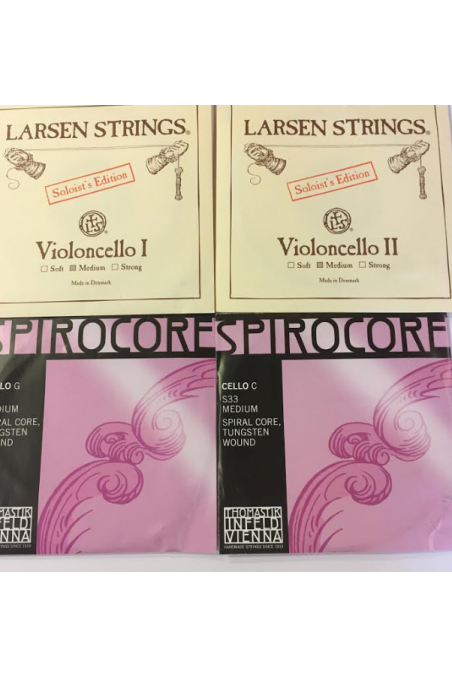 Larsen Solo A & D and Spirocore Tungsten G & C Cello 4/4 Size Set