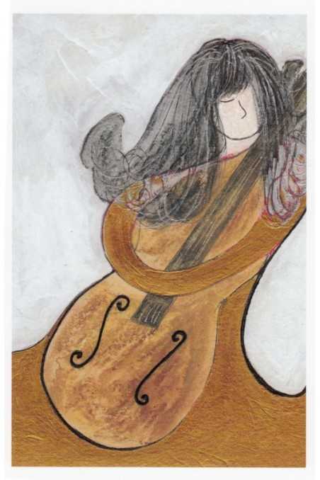 Music Theme Greeting Card 'Cello and Girl'
