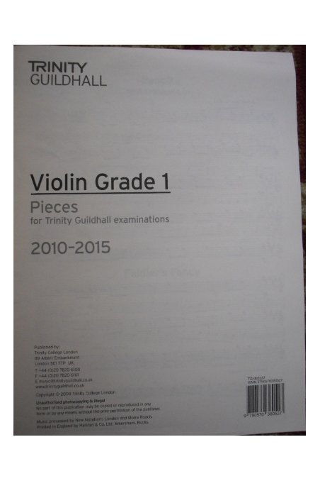 Trinity Violin Exam Pieces 2016-2019 violin part only
