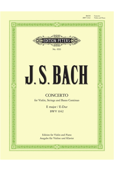 Bach, Concerto E Major for Violin and Piano (Peters)