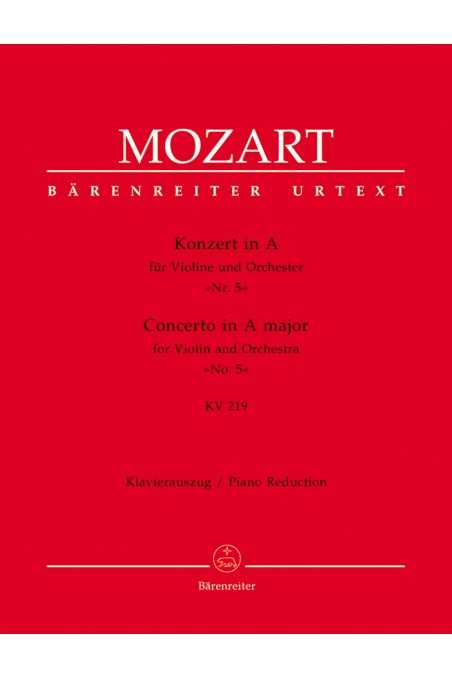 Mozart, Concerto No. 5 in A Major (K.219) for Violin and Piano Reduction (Barenreiter)