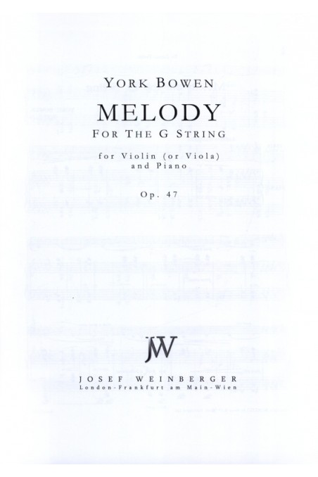 Bowen, Melody for the G String for Violin or Viola and Piano (Weinberger)
