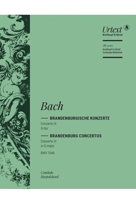 Bach, Brandenburg Concerto No. 3 in G Major BWV1048 for String Orchestra - Harpsichord Part (Breitkopf & Härtel)