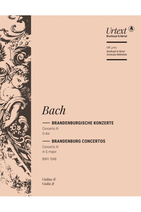 Bach, Brandenburg Concerto No. 3 in G Major BWV1048 for String Orchestra - Violin II Part (Breitkopf & Härtel)