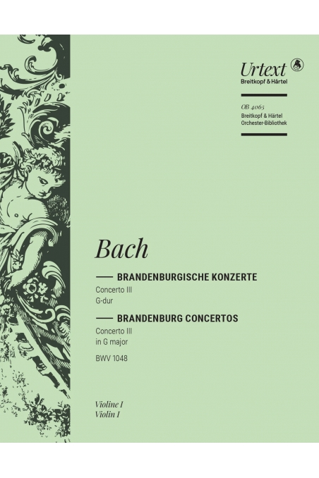 Bach, Brandenburg Concerto No. 3 in G Major BWV1048 for String Orchestra - Violin I Part (Breitkopf & Härtel)