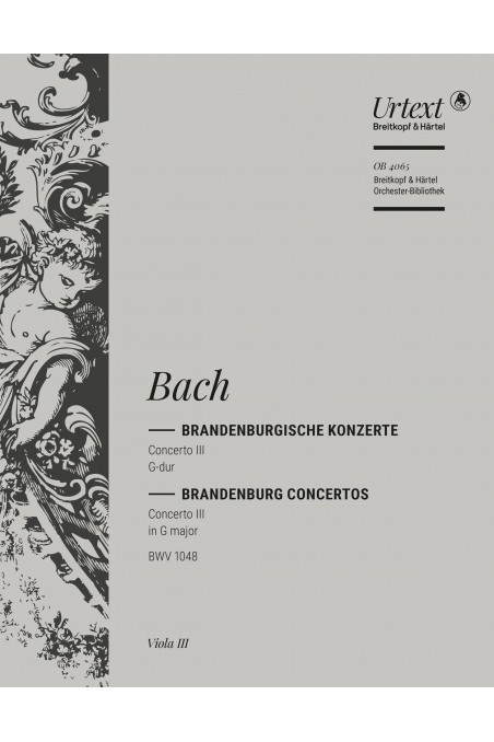 Bach, Brandenburg Concerto No. 3 in G Major BWV1048 for String Orchestra - Viola III Part (Breitkopf & Härtel)