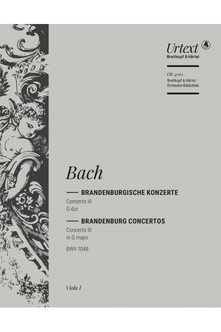 Bach, Brandenburg Concerto No. 3 in G Major BWV1048 for String Orchestra - Viola I Part (Breitkopf & Härtel)