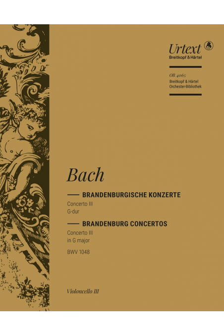 Bach, Brandenburg Concerto No. 3 in G Major BWV1048 for String Orchestra - Cello III Part (Breitkopf & Härtel)