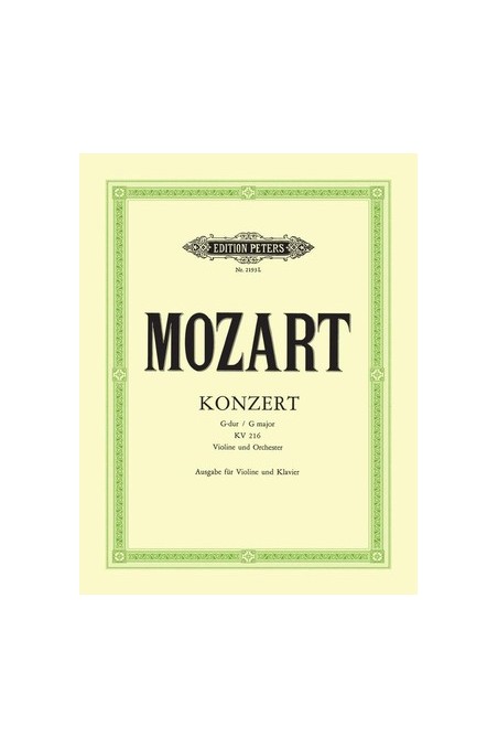 Mozart, Concerto No3 G Major, K 216 for Violin and Orchestra (Peters)