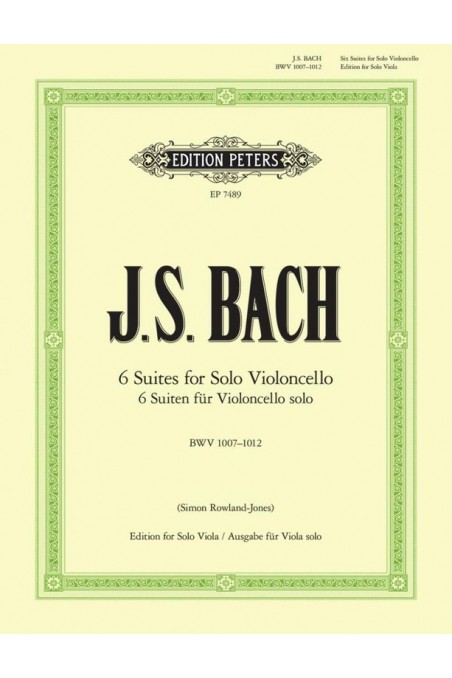 Bach Six Cello Suites Arranged for Solo Viola (Peters)