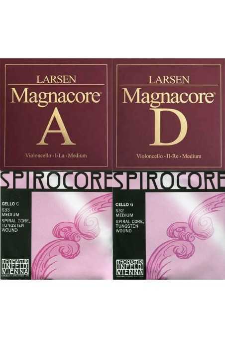 Larsen Magnacore A, D, and Spirocore Tungsten G, C Cello Strings