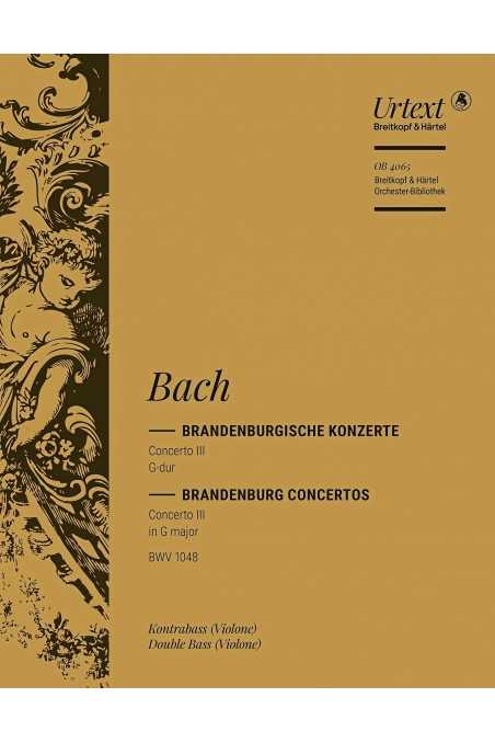 Bach, Brandenburg Concerto No. 3 in G Major BWV1048 for String Orchestra - Double Bass Part (Breitkopf & Härtel)