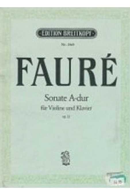 Faure, Sonata In A For Violin And Piano (Breitkopf & Härtel)