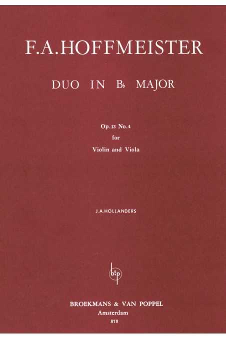 Hoffmeister, Duo In B♭ Major Op.13 Nr.4 For Violin And Viola
