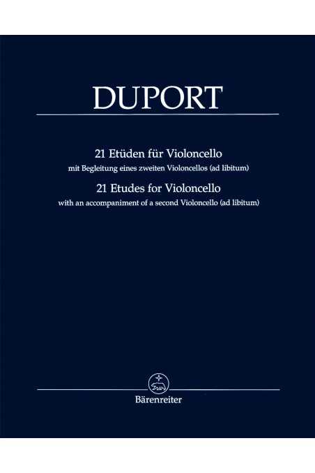 Duport, 21 etudes for cello (with optional 2nd cello accompaniment)