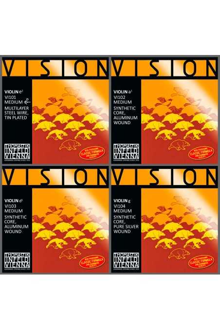 Vision Violin String Set With Aluminium D - 4/4 Size Only