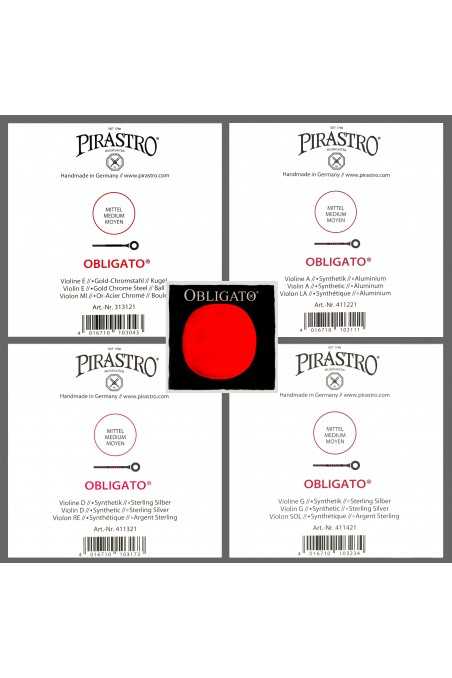 Obligato Violin String Set with Gold E String 4/4 by Pirastro