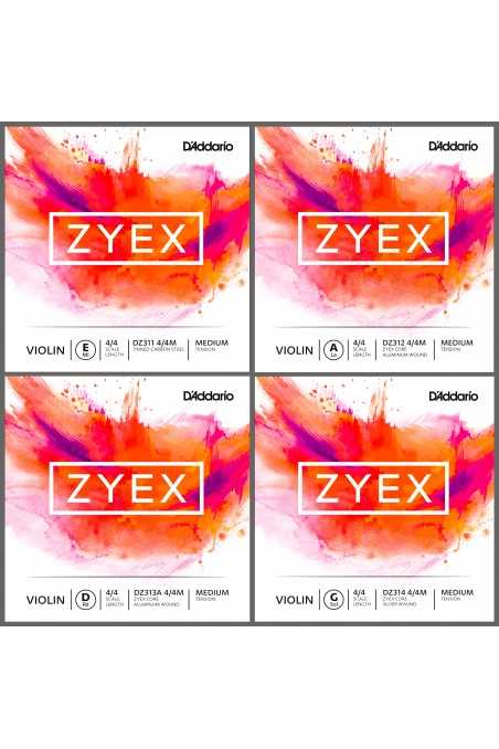 Zyex Violin Strings Set With Aluminium D DZ310A by D'Addario