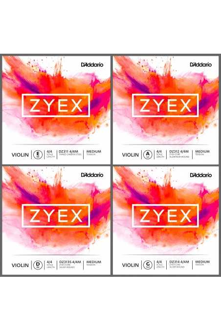 Zyex Violin Strings Set With Silver D DZ310S by D'Addario