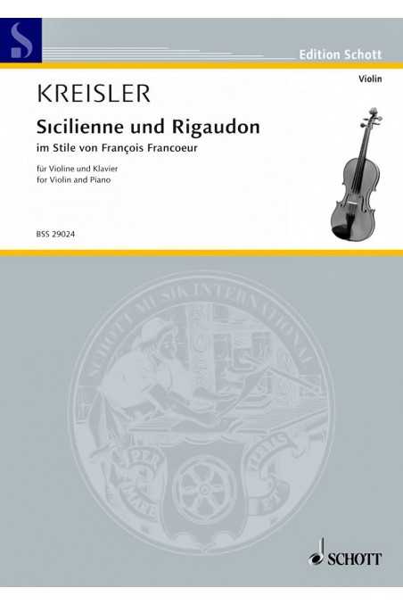 Kreisler, Sicilienne And Rigaudon For Violin (Schott)