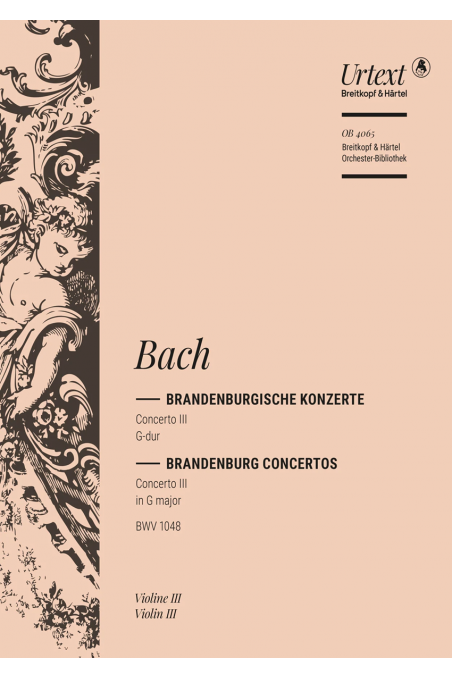 Bach, Brandenburg Concerto No. 3 in G Major BWV1048 for String Orchestra - Violin III Part (Breitkopf & Härtel)
