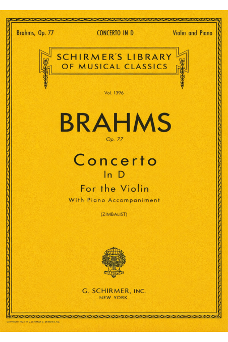 Brahms Concerto in D for Violin (Schirmer)