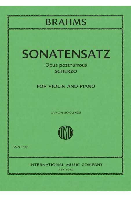 Brahms, Sonatensatz Opus Posthumous Scherzo For violin and piano (IMC)