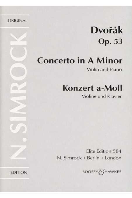 Dvorak, Concerto in A min Op. 53 for Violin & Piano (Simrock)