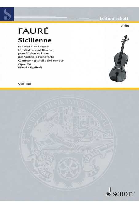 Sicilienne For Violin And Piano Op 78 By Faure (Schott)