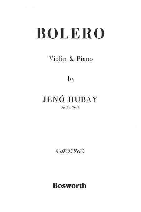 Hubay, Bolero For Violin And Piano (Bosworth)