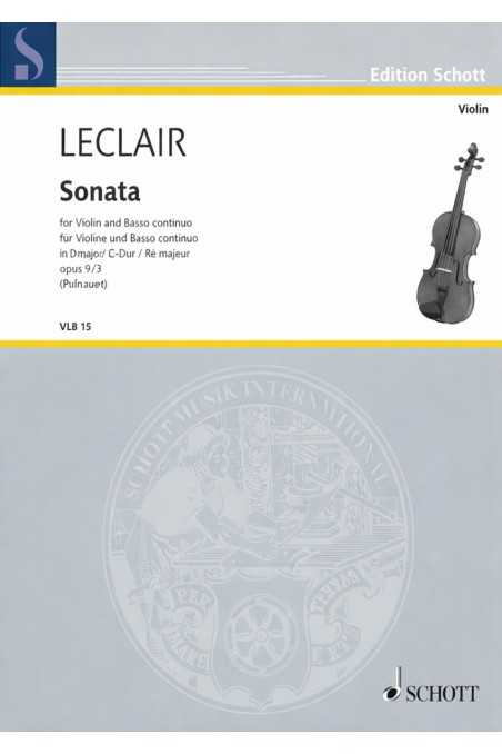 Leclair, Sonata In D Op. 9 No. 3 For Violin (Schott)