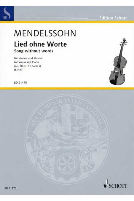 Mendelssohn, Song Without Words For Violin And Piano (Schott)