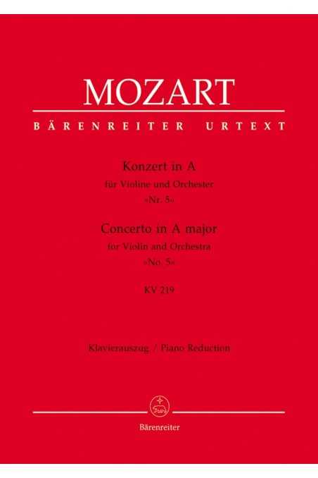Mozart, Concerto No. 5 in A Major (K.219) for Violin and Piano Reduction (Barenreiter)